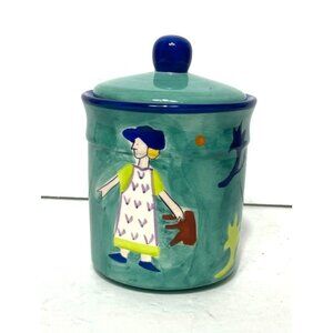 Susan Sargent Kitchen Canisters Teal Farm Animals Cookie Jar Farmer Rare